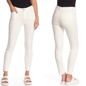 Free People Del Wray Step Hem Seam Front White Jeans 31